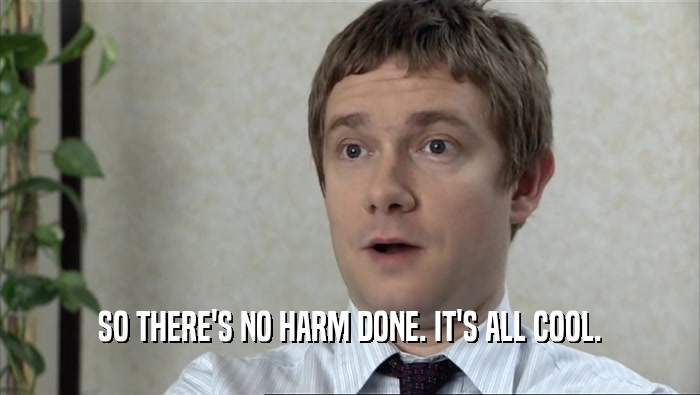 SO THERE'S NO HARM DONE. IT'S ALL COOL.  