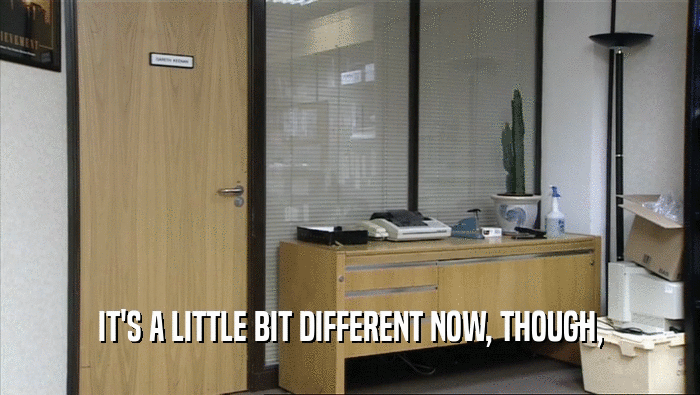 IT'S A LITTLE BIT DIFFERENT NOW, THOUGH,  