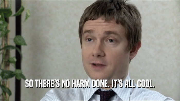 SO THERE'S NO HARM DONE. IT'S ALL COOL.  