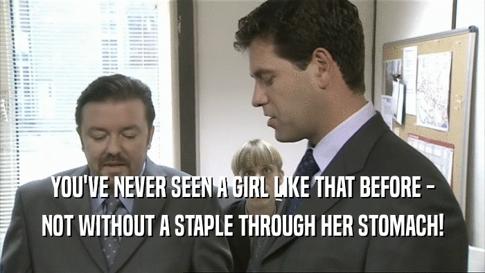 YOU'VE NEVER SEEN A GIRL LIKE THAT BEFORE - NOT WITHOUT A STAPLE THROUGH HER STOMACH! 