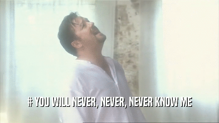 # YOU WILL NEVER, NEVER, NEVER KNOW ME  