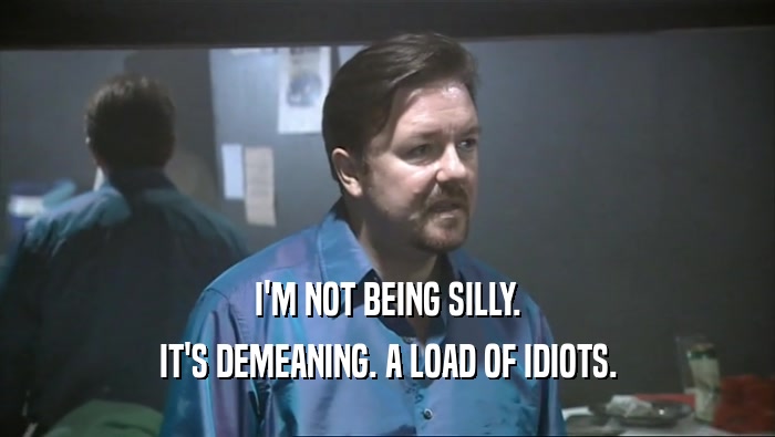 I'M NOT BEING SILLY. IT'S DEMEANING. A LOAD OF IDIOTS. 