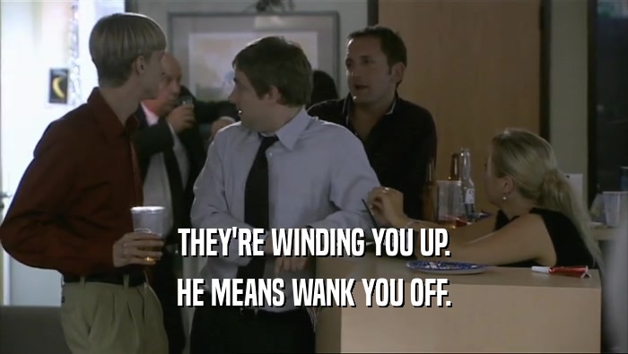 THEY'RE WINDING YOU UP.
 HE MEANS WANK YOU OFF.
 