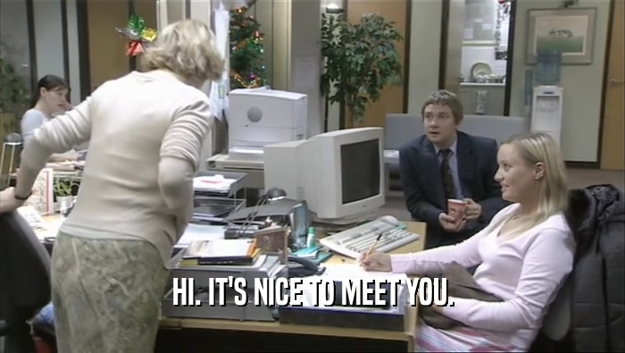 HI. IT'S NICE TO MEET YOU.  