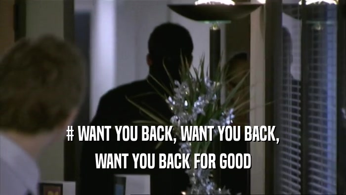 # WANT YOU BACK, WANT YOU BACK,
 WANT YOU BACK FOR GOOD
 