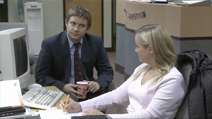 ANYWAY, HE'S TALKING TO MEL ON RECEPTION. HE'S CHATTING AWAY. 