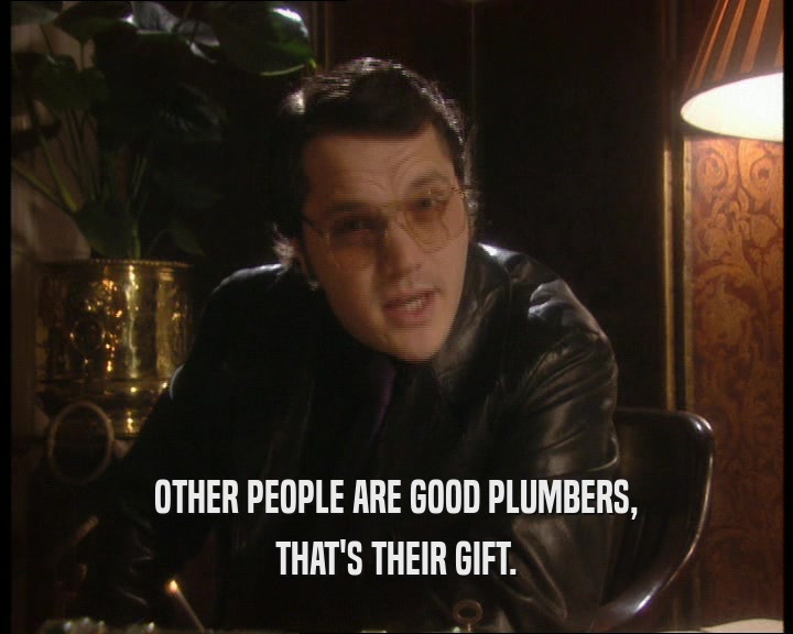 OTHER PEOPLE ARE GOOD PLUMBERS,
 THAT'S THEIR GIFT.
 
