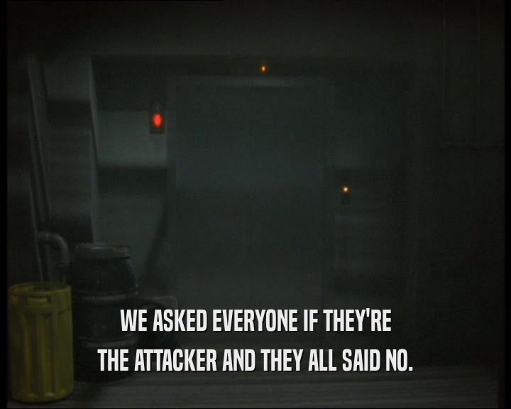 WE ASKED EVERYONE IF THEY'RE THE ATTACKER AND THEY ALL SAID NO. 