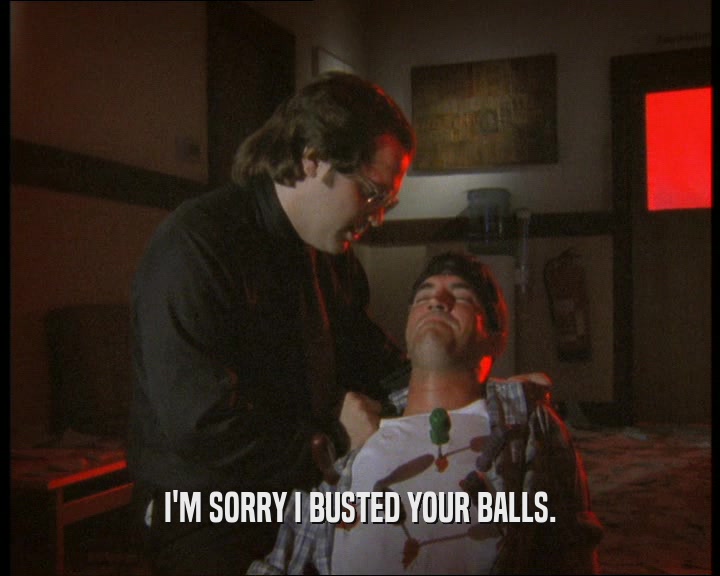I'M SORRY I BUSTED YOUR BALLS.
  
