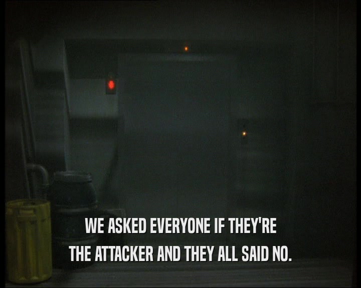 WE ASKED EVERYONE IF THEY'RE THE ATTACKER AND THEY ALL SAID NO. 