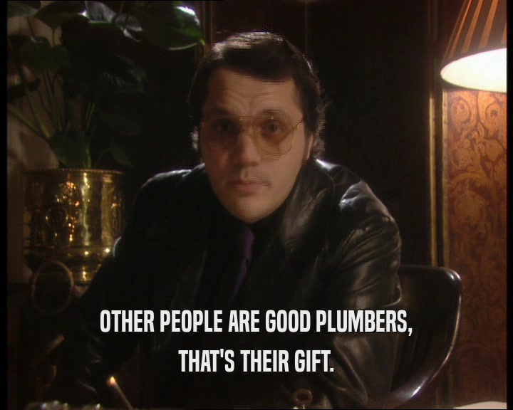OTHER PEOPLE ARE GOOD PLUMBERS,
 THAT'S THEIR GIFT.
 