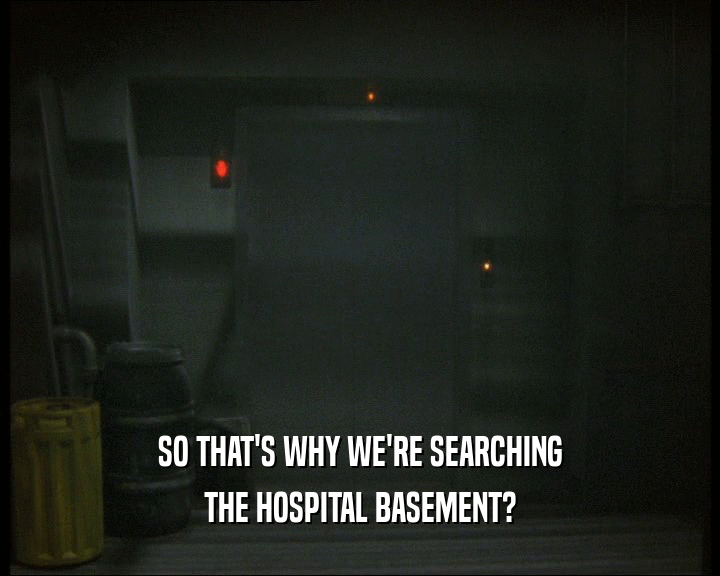 SO THAT'S WHY WE'RE SEARCHING
 THE HOSPITAL BASEMENT?
 