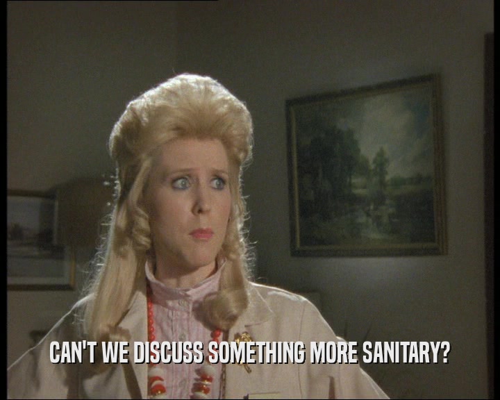 CAN'T WE DISCUSS SOMETHING MORE SANITARY?  