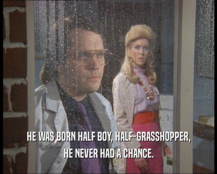 HE WAS BORN HALF BOY, HALF-GRASSHOPPER, HE NEVER HAD A CHANCE. 