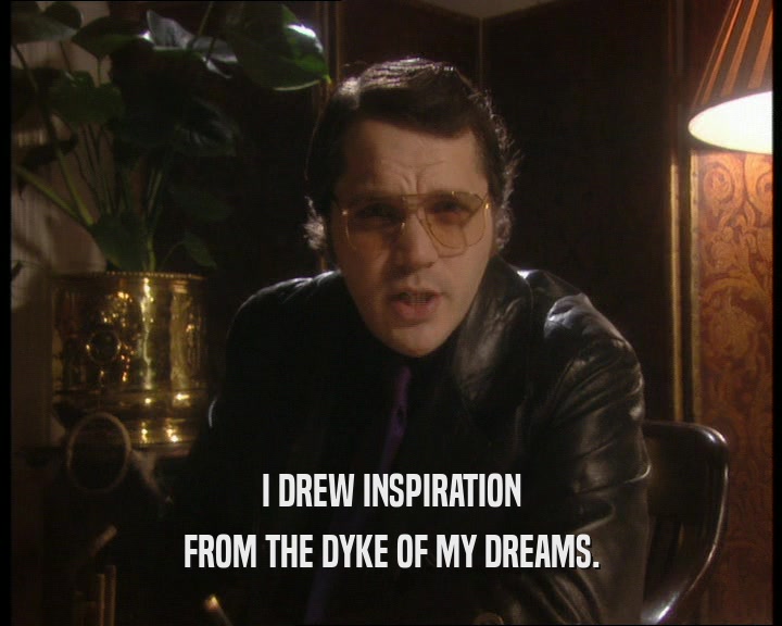 I DREW INSPIRATION FROM THE DYKE OF MY DREAMS. 