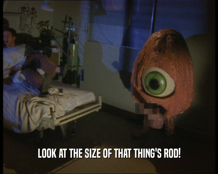 LOOK AT THE SIZE OF THAT THING'S ROD!  