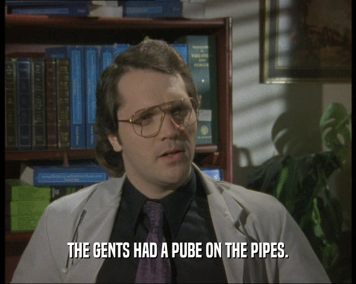 THE GENTS HAD A PUBE ON THE PIPES.  