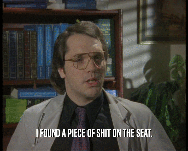 I FOUND A PIECE OF SHIT ON THE SEAT.  