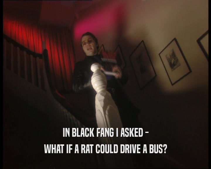 IN BLACK FANG I ASKED -
 WHAT IF A RAT COULD DRIVE A BUS?
 