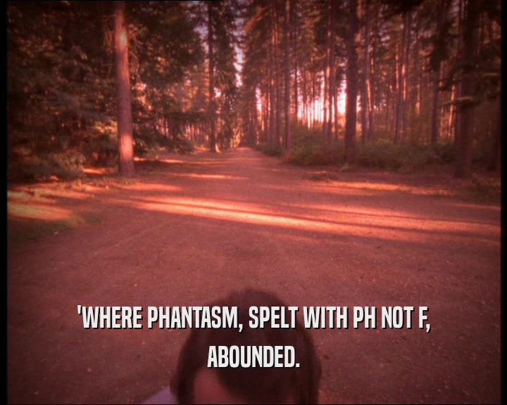 'WHERE PHANTASM, SPELT WITH PH NOT F,
 ABOUNDED.
 