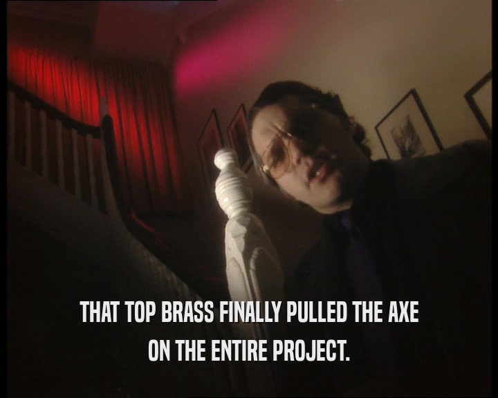 THAT TOP BRASS FINALLY PULLED THE AXE ON THE ENTIRE PROJECT. 