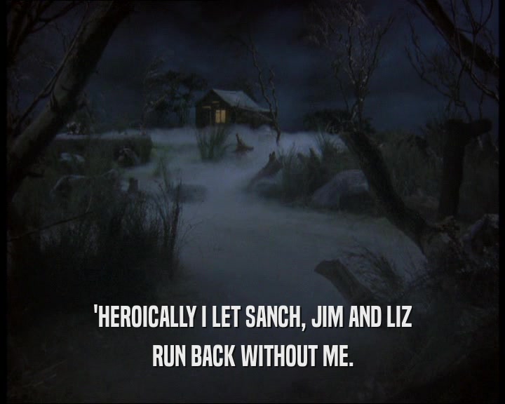 'HEROICALLY I LET SANCH, JIM AND LIZ RUN BACK WITHOUT ME. 