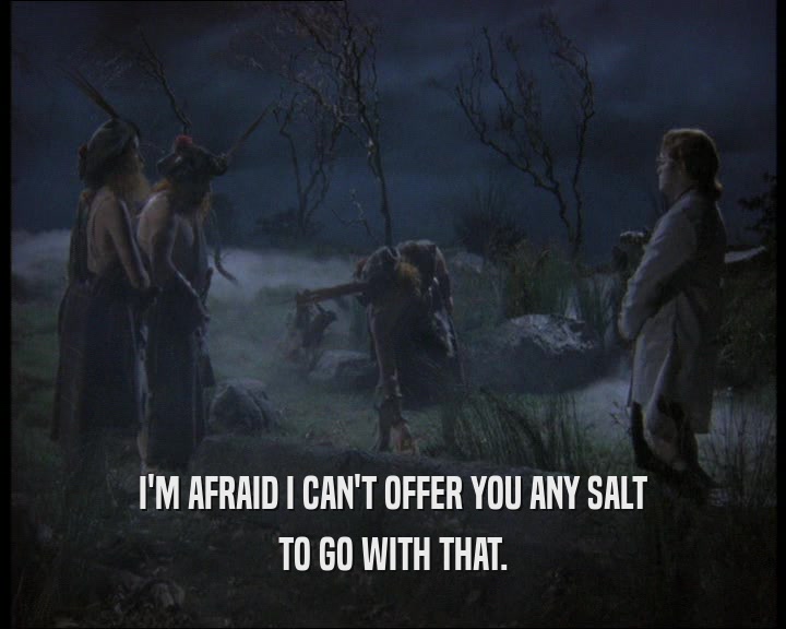 I'M AFRAID I CAN'T OFFER YOU ANY SALT TO GO WITH THAT. 