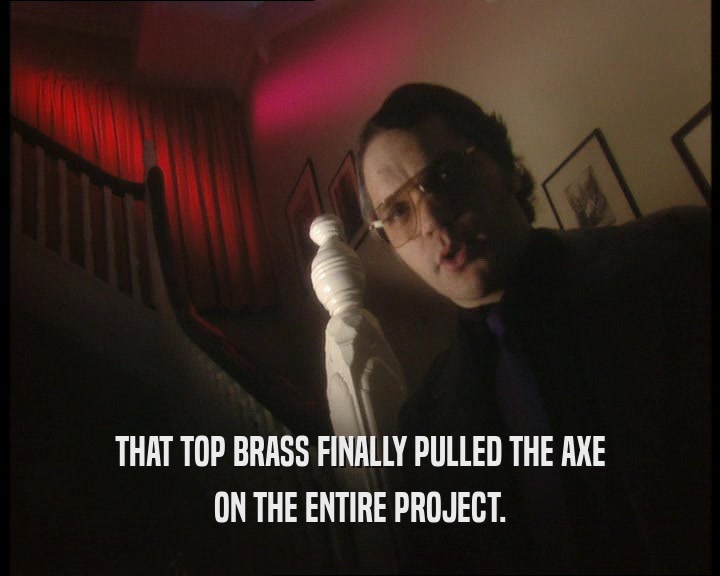 THAT TOP BRASS FINALLY PULLED THE AXE ON THE ENTIRE PROJECT. 