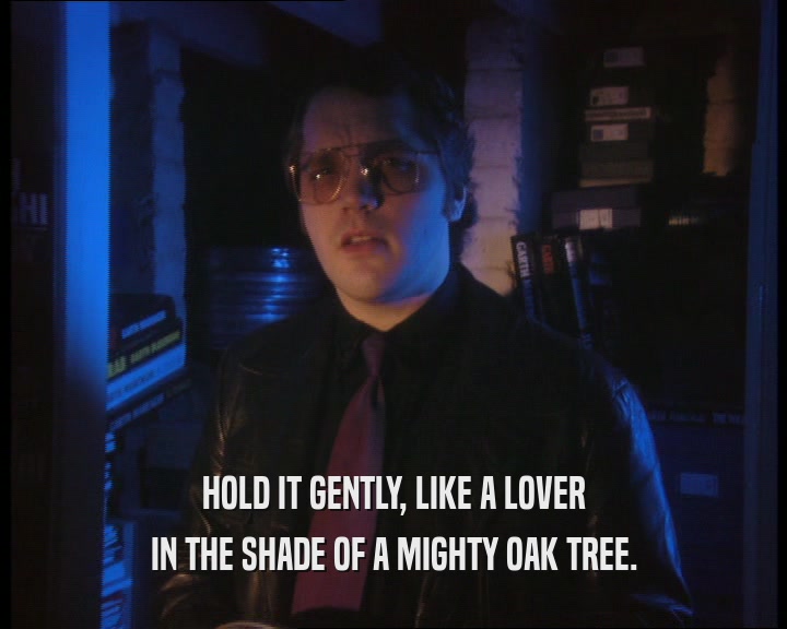HOLD IT GENTLY, LIKE A LOVER IN THE SHADE OF A MIGHTY OAK TREE. 