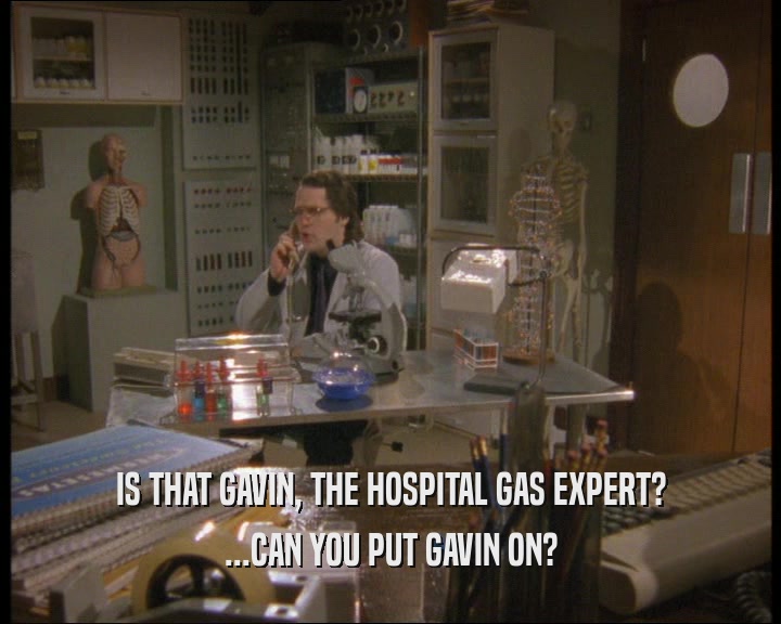 IS THAT GAVIN, THE HOSPITAL GAS EXPERT?
 ...CAN YOU PUT GAVIN ON?
 
