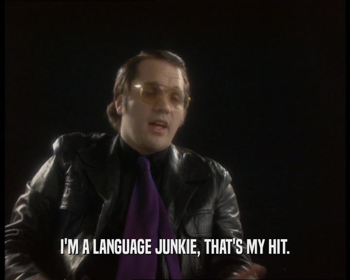 I'M A LANGUAGE JUNKIE, THAT'S MY HIT.
  
