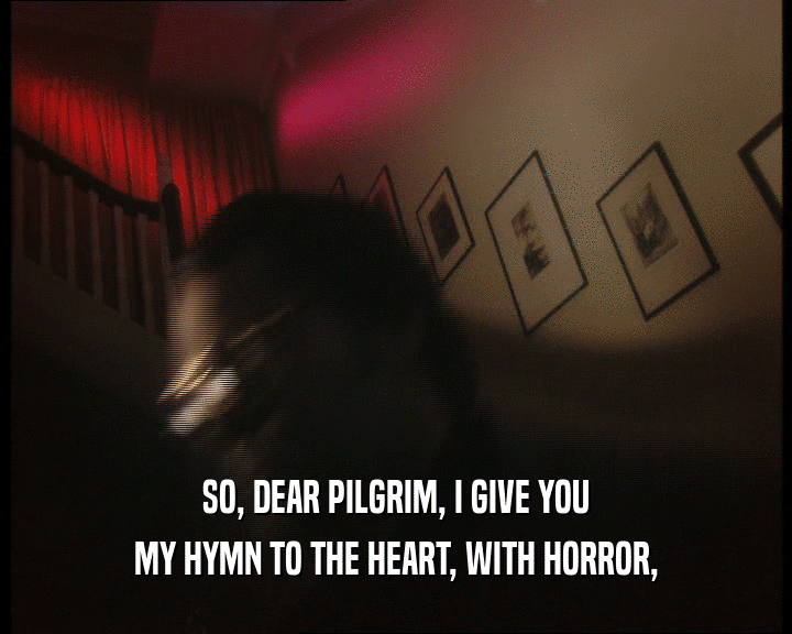 SO, DEAR PILGRIM, I GIVE YOU MY HYMN TO THE HEART, WITH HORROR, 