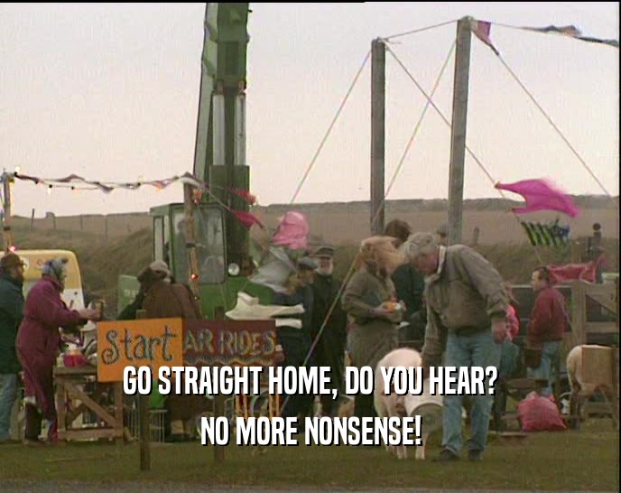 GO STRAIGHT HOME, DO YOU HEAR? NO MORE NONSENSE! 