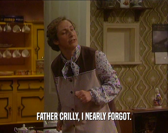 FATHER CRILLY, I NEARLY FORGOT.
  