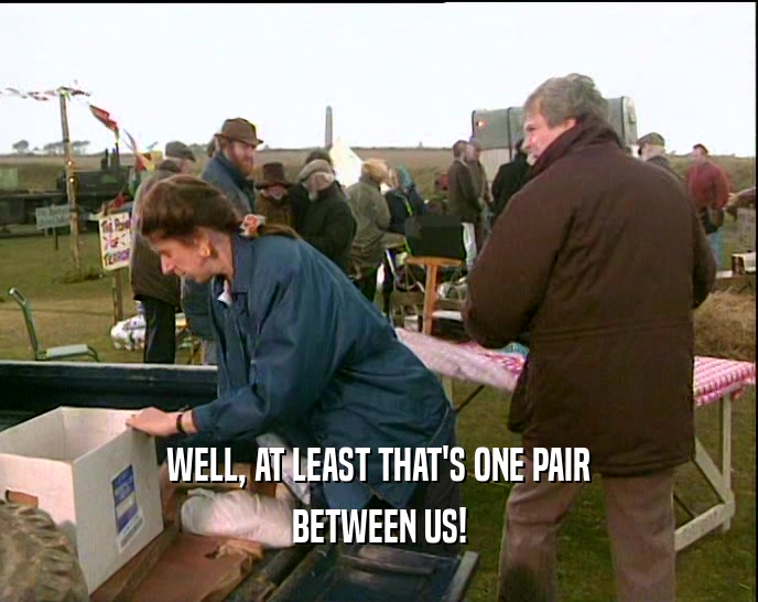 WELL, AT LEAST THAT'S ONE PAIR BETWEEN US! 