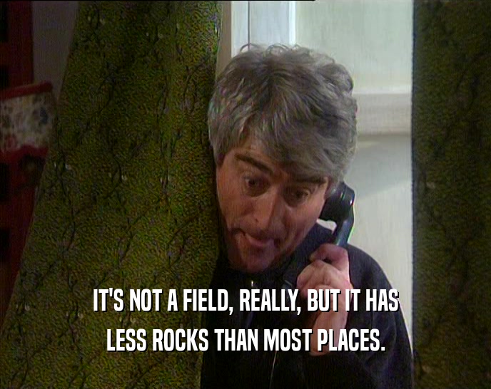 IT'S NOT A FIELD, REALLY, BUT IT HAS LESS ROCKS THAN MOST PLACES. 