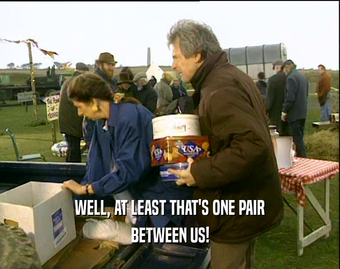 WELL, AT LEAST THAT'S ONE PAIR BETWEEN US! 
