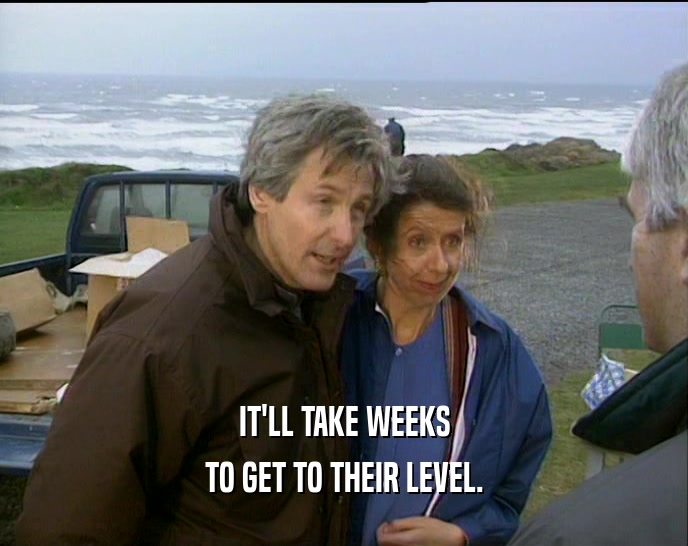 IT'LL TAKE WEEKS TO GET TO THEIR LEVEL. 