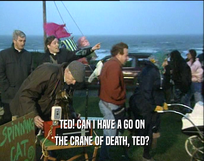 TED! CAN I HAVE A GO ON THE CRANE OF DEATH, TED? 