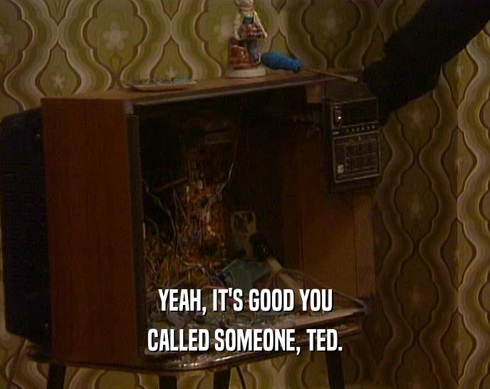 YEAH, IT'S GOOD YOU
 CALLED SOMEONE, TED.
 