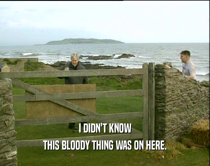 I DIDN'T KNOW THIS BLOODY THING WAS ON HERE. 