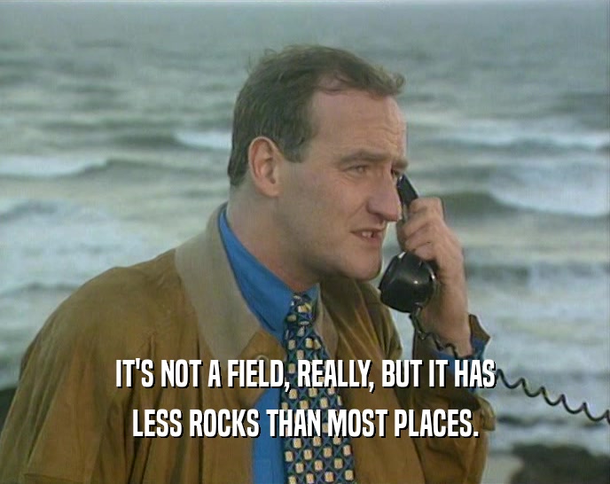 IT'S NOT A FIELD, REALLY, BUT IT HAS LESS ROCKS THAN MOST PLACES. 