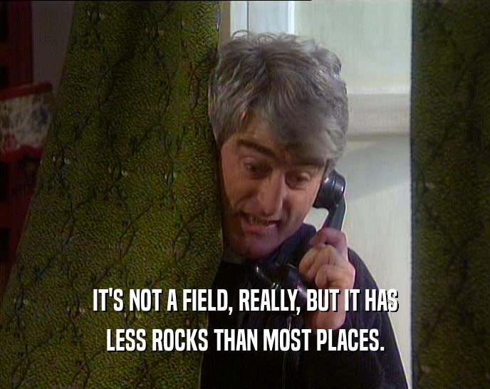 IT'S NOT A FIELD, REALLY, BUT IT HAS LESS ROCKS THAN MOST PLACES. 