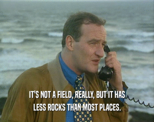 IT'S NOT A FIELD, REALLY, BUT IT HAS LESS ROCKS THAN MOST PLACES. 