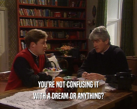 YOU'RE NOT CONFUSING IT
 WITH A DREAM OR ANYTHING?
 