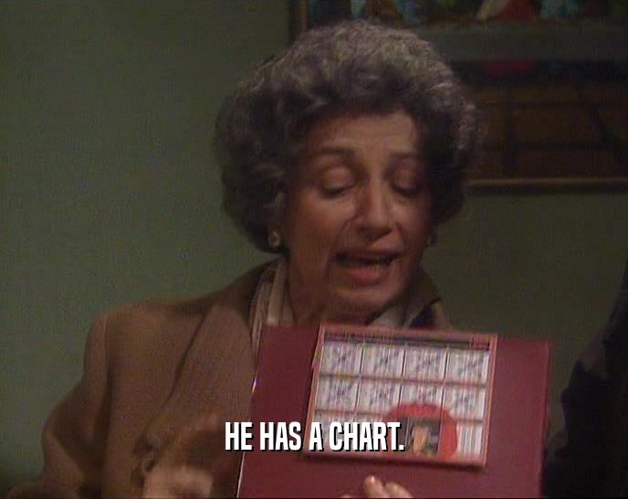 HE HAS A CHART.  