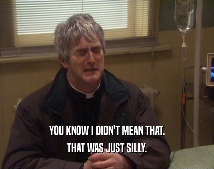 YOU KNOW I DIDN'T MEAN THAT. THAT WAS JUST SILLY. 