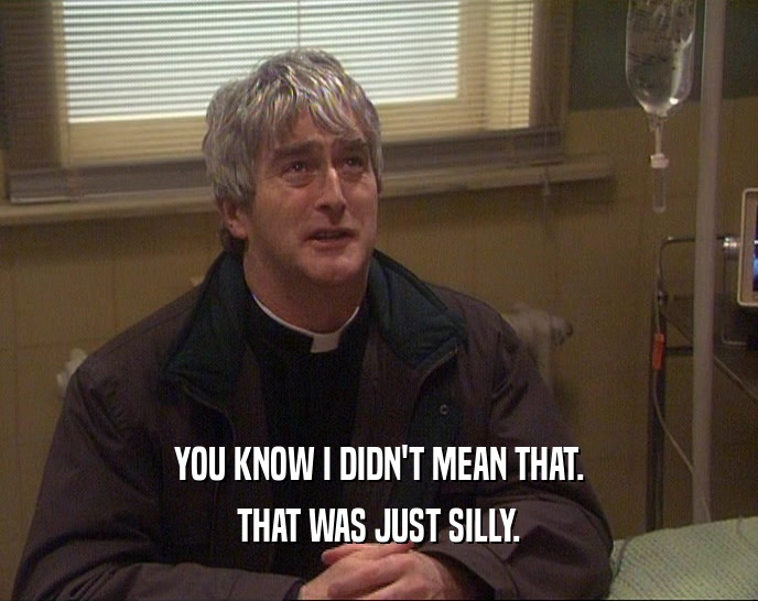 YOU KNOW I DIDN'T MEAN THAT. THAT WAS JUST SILLY. 