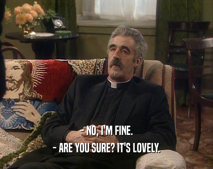 - NO, I'M FINE. - ARE YOU SURE? IT'S LOVELY. 