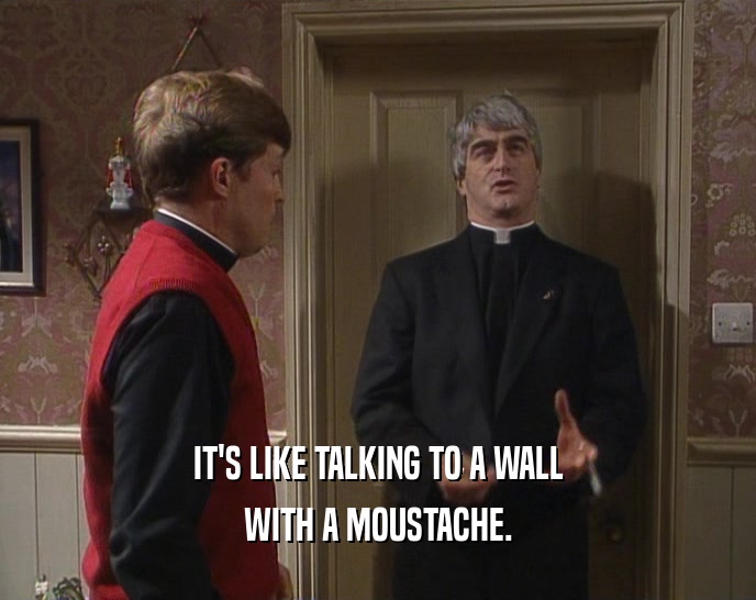 IT'S LIKE TALKING TO A WALL WITH A MOUSTACHE. 